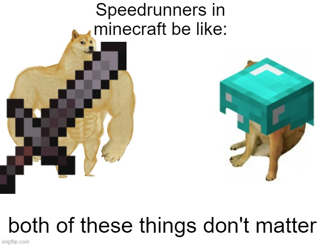 why dat true doe | Speedrunners in minecraft be like:; both of these things don't matter | image tagged in both of these things dont matter | made w/ Imgflip meme maker