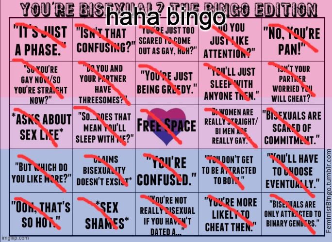hahhaha | haha bingo | image tagged in bisexual bingo | made w/ Imgflip meme maker