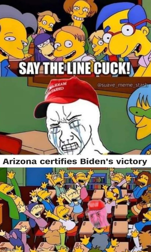 Arizona certifies biden's victory | image tagged in arizona,trump supporters,maga,joe biden,cuck,conservatives | made w/ Imgflip meme maker
