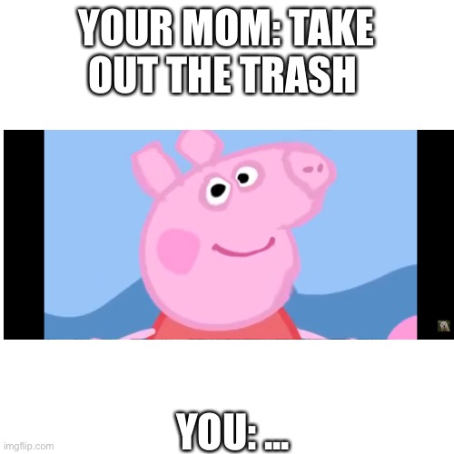 Blank Transparent Square Meme | YOUR MOM: TAKE OUT THE TRASH; YOU: ... | image tagged in memes,blank transparent square | made w/ Imgflip meme maker