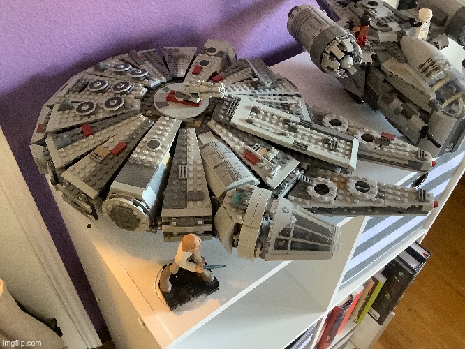I built this when I was 7... I’m pretty sure it’s the force awakens one | image tagged in millennium falcon,lego,star wars | made w/ Imgflip meme maker