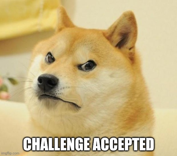 Mad doge | CHALLENGE ACCEPTED | image tagged in mad doge | made w/ Imgflip meme maker