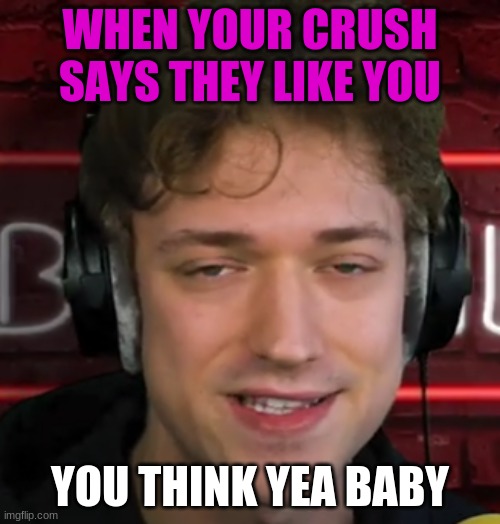 Yeah baby | WHEN YOUR CRUSH SAYS THEY LIKE YOU; YOU THINK YEA BABY | image tagged in funny | made w/ Imgflip meme maker