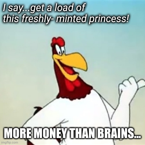 I say...get a load of this freshly- minted princess! MORE MONEY THAN BRAINS... | made w/ Imgflip meme maker
