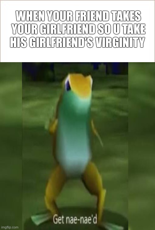 WHEN YOUR FRIEND TAKES YOUR GIRLFRIEND SO U TAKE HIS GIRLFRIEND’S VIRGINITY | image tagged in get nae-nae'd | made w/ Imgflip meme maker