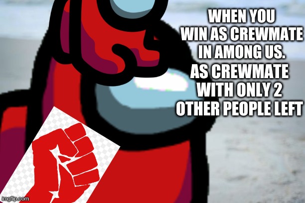 Winner Crewmate |  WHEN YOU WIN AS CREWMATE IN AMONG US. AS CREWMATE WITH ONLY 2 OTHER PEOPLE LEFT | image tagged in among us,among us memes,lol so funny,smart | made w/ Imgflip meme maker