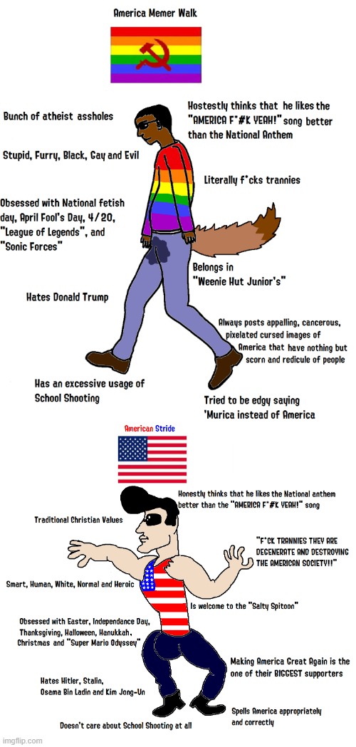 Virgin America Memer vs. American Chad | image tagged in america,virgin vs chad,so true memes,make america great again,smart,upvote if you agree | made w/ Imgflip meme maker