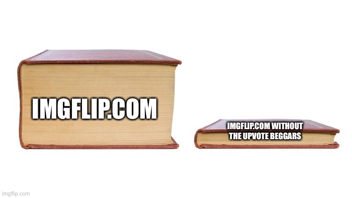 Literally | IMGFLIP.COM; IMGFLIP.COM WITHOUT THE UPVOTE BEGGARS | image tagged in 2 books | made w/ Imgflip meme maker
