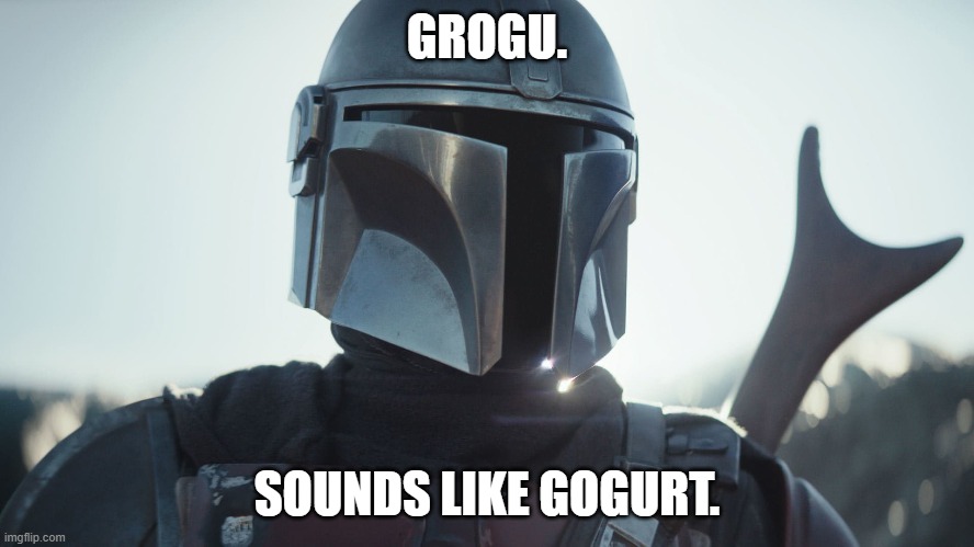 The Mandalorian. | GROGU. SOUNDS LIKE GOGURT. | image tagged in the mandalorian | made w/ Imgflip meme maker