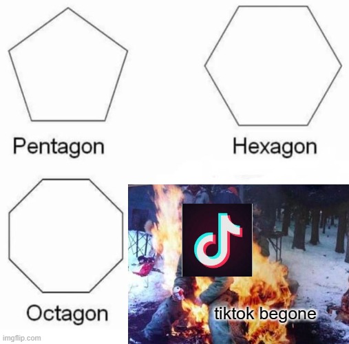 Pentagon Hexagon Octagon Meme | tiktok begone | image tagged in memes,pentagon hexagon octagon | made w/ Imgflip meme maker