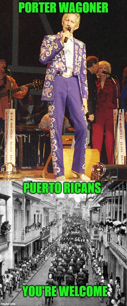 PORTER WAGONER PUERTO RICANS YOU'RE WELCOME | image tagged in puerto ricans should've build their own wall too | made w/ Imgflip meme maker