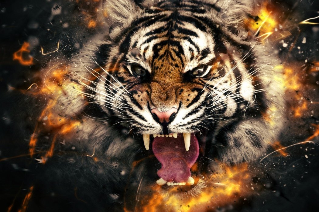High Quality Roaring tiger abstract Blank Meme Template