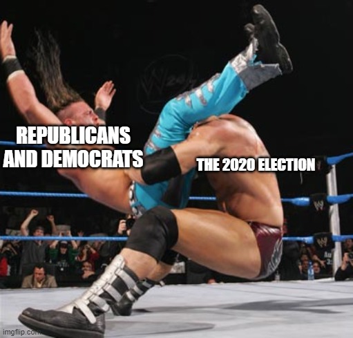 It's tough for both parts, either if you are an outraged Republican or a worried Democrat | REPUBLICANS AND DEMOCRATS; THE 2020 ELECTION | image tagged in memes,politics,election 2020,republicans,democrats | made w/ Imgflip meme maker