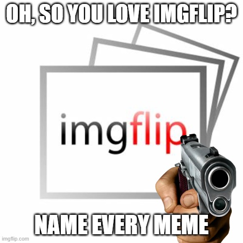 Oh, so you love imgflip? Name every meme! | OH, SO YOU LOVE IMGFLIP? NAME EVERY MEME | image tagged in imgflip,funny,memes,wtf,guns,pistol | made w/ Imgflip meme maker