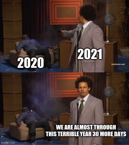 ah yes a terrible year | 2021; 2020; WE ARE ALMOST THROUGH THIS TERRIBLE YEAR 30 MORE DAYS | image tagged in memes,who killed hannibal,2020 sucks | made w/ Imgflip meme maker