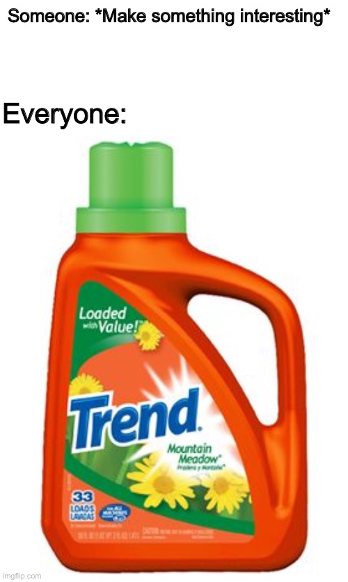 Trend | Someone: *Make something interesting*; Everyone: | image tagged in trend | made w/ Imgflip meme maker