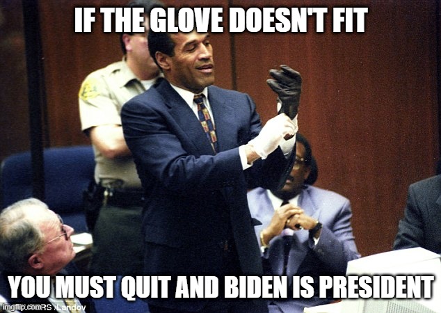 Voter Fraud | IF THE GLOVE DOESN'T FIT; YOU MUST QUIT AND BIDEN IS PRESIDENT | image tagged in oj simpson glove,joe biden | made w/ Imgflip meme maker