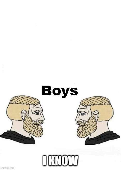 Girls vs Boys | I KNOW | image tagged in girls vs boys | made w/ Imgflip meme maker