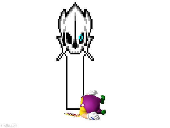 Wario dies after getting his skull flattened and crushed by a gaster blaster.mp3 | image tagged in gaster,sans | made w/ Imgflip meme maker
