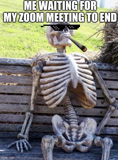 Waiting Skeleton | ME WAITING FOR MY ZOOM MEETING TO END | image tagged in memes,waiting skeleton | made w/ Imgflip meme maker