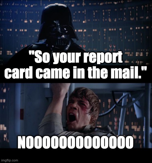 Star Wars No | "So your report card came in the mail."; NOOOOOOOOOOOOO | image tagged in memes,star wars no | made w/ Imgflip meme maker