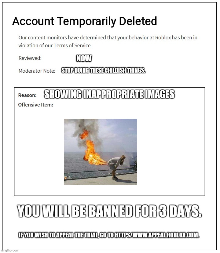 banned from ROBLOX - Imgflip