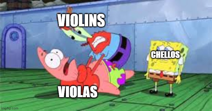 VIOLINS; CHELLOS; VIOLAS | image tagged in funny | made w/ Imgflip meme maker