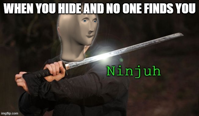 Stonks Ninjuh | WHEN YOU HIDE AND NO ONE FINDS YOU | image tagged in stonks ninjuh | made w/ Imgflip meme maker