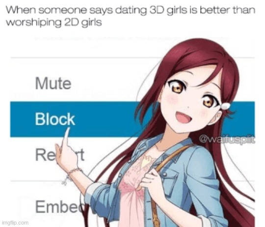 I WILL BLOCK YOU | image tagged in anime | made w/ Imgflip meme maker