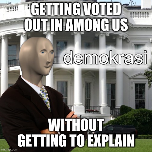 demokrasi | GETTING VOTED OUT IN AMONG US; WITHOUT GETTING TO EXPLAIN | image tagged in demokrasi | made w/ Imgflip meme maker