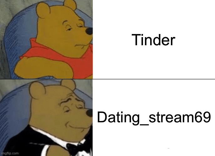 Tuxedo Winnie The Pooh | Tinder; Dating_stream69 | image tagged in memes,tuxedo winnie the pooh | made w/ Imgflip meme maker