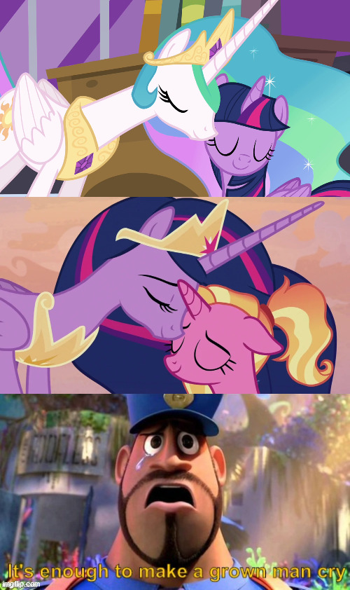 Well ain't that sweet? | image tagged in mlp,princess celestia,twilight sparkle,it's enough to make a grown man cry | made w/ Imgflip meme maker