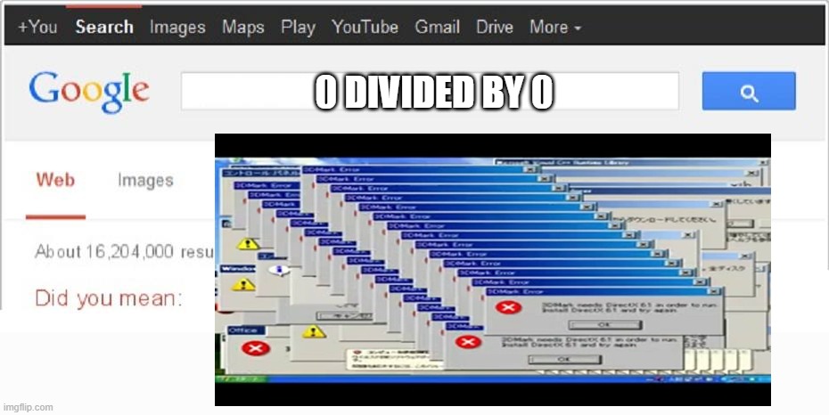 0 DIVIDED BY 0 | image tagged in did you mean | made w/ Imgflip meme maker