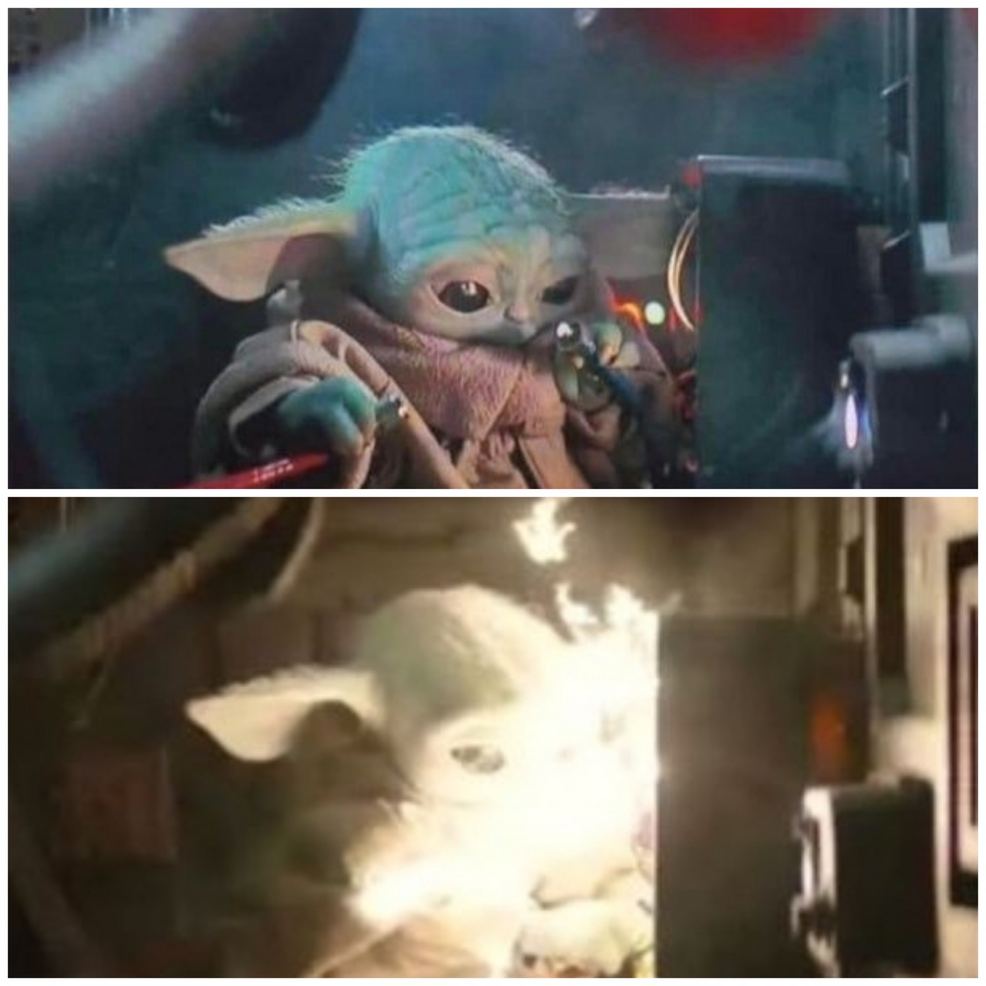 Baby Yoda Mad Science Blank Meme Template
