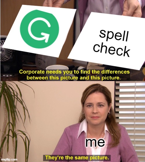 They're The Same Picture | spell check; me | image tagged in memes,they're the same picture | made w/ Imgflip meme maker