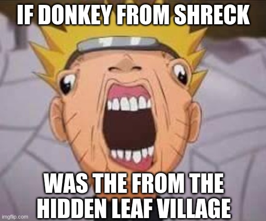 L |  IF DONKEY FROM SHRECK; WAS THE FROM THE HIDDEN LEAF VILLAGE | image tagged in naruto joke | made w/ Imgflip meme maker