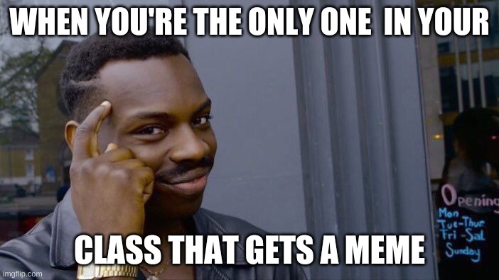 Roll Safe Think About It | WHEN YOU'RE THE ONLY ONE  IN YOUR; CLASS THAT GETS A MEME | image tagged in memes,roll safe think about it | made w/ Imgflip meme maker