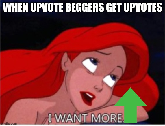 WHEN UPVOTE BEGGERS GET UPVOTES | image tagged in i want more | made w/ Imgflip meme maker
