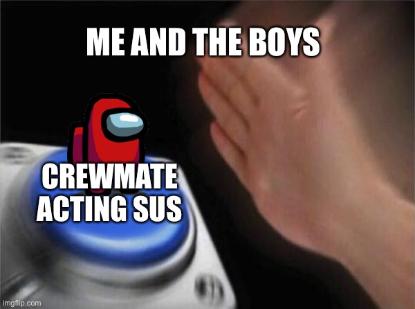 Blank Nut Button | ME AND THE BOYS; CREWMATE ACTING SUS | image tagged in memes,blank nut button | made w/ Imgflip meme maker