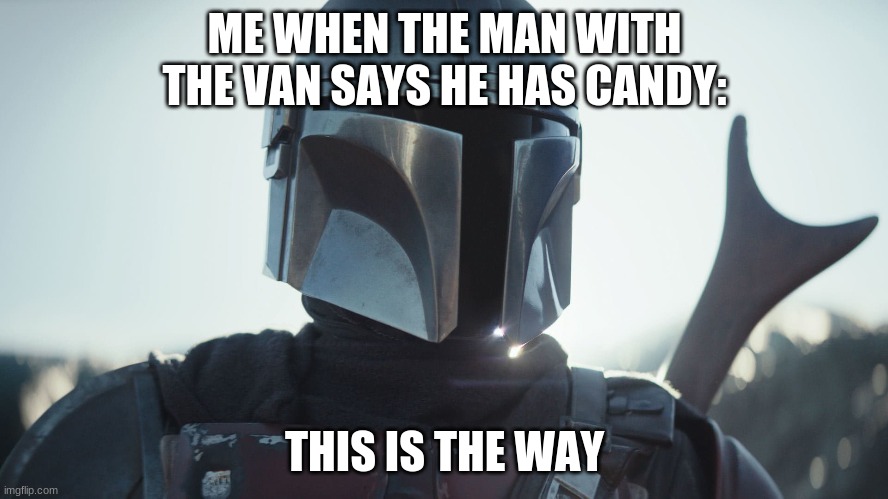 hmmmmmm | ME WHEN THE MAN WITH THE VAN SAYS HE HAS CANDY:; THIS IS THE WAY | image tagged in the mandalorian | made w/ Imgflip meme maker