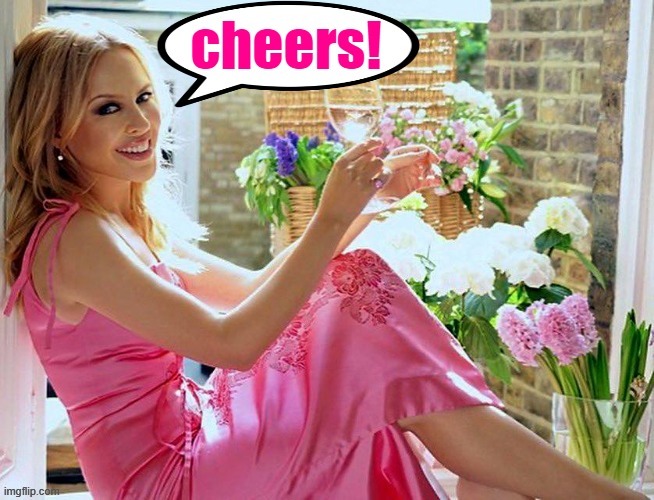 Kylie cheers | image tagged in kylie cheers pink,cheers,wine drinker,wine,pink,reaction | made w/ Imgflip meme maker
