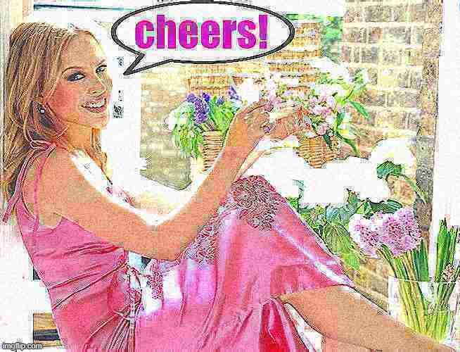Kylie cheers deep-fried 1 | image tagged in kylie cheers deep-fried 1,cheers,wine,deep fried,wine drinker,pretty woman | made w/ Imgflip meme maker
