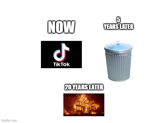 tok tok through the years | 5 YEARS LATER; NOW; 20 YEARS LATER | image tagged in blank white template | made w/ Imgflip meme maker