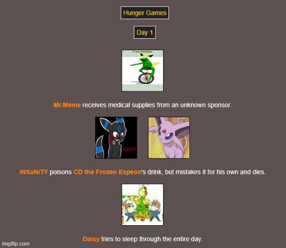 Day 1 (1) | image tagged in hunger games | made w/ Imgflip meme maker