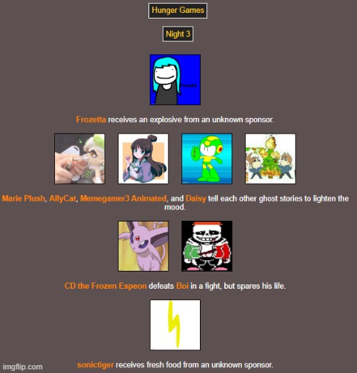 Night 3 | image tagged in hunger games | made w/ Imgflip meme maker