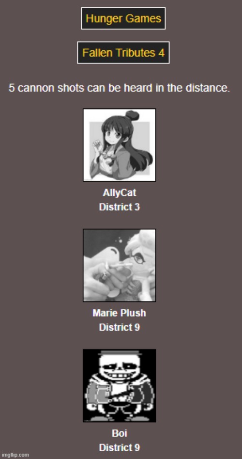 Pay your respects with that F (N3/F/D4/AE part 1) | image tagged in hunger games | made w/ Imgflip meme maker