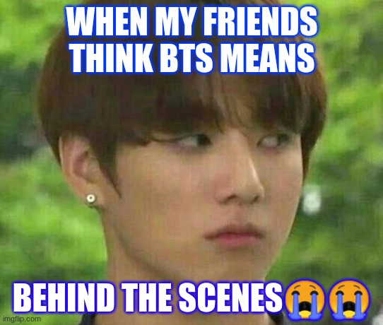 bts | WHEN MY FRIENDS THINK BTS MEANS; BEHIND THE SCENES😭😭 | image tagged in bts | made w/ Imgflip meme maker