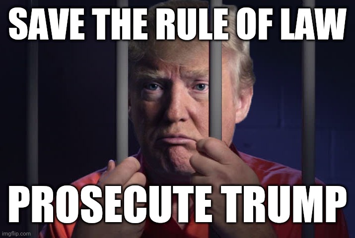 Trump Prison | SAVE THE RULE OF LAW; PROSECUTE TRUMP | image tagged in trump prison | made w/ Imgflip meme maker