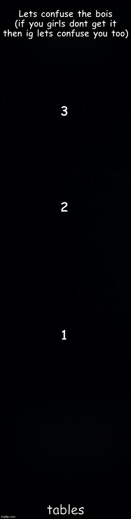 Lets confuse the bois | tables | image tagged in lets confuse the bois | made w/ Imgflip meme maker