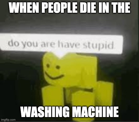 do you are have stupid | WHEN PEOPLE DIE IN THE; WASHING MACHINE | image tagged in do you are have stupid | made w/ Imgflip meme maker